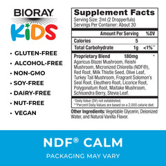 BIORAY Kids NDF Calm label close-up vegan non-GMO formula for kids health