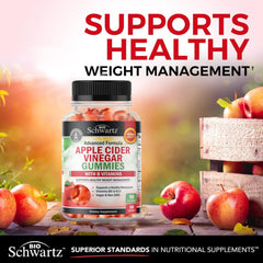 BioSchwartz ACV Gummies ingredient list highlighting vitamin B12 for energy