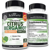 BioSchwartz Citrus Bergamot bottle shows vegan, non-GMO quality for daily wellness.