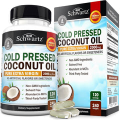 BioSchwartz Coconut Oil Capsules bottle front highlighting MCT-rich formula for energy.