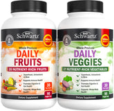 BioSchwartz Daily Fruits and Vegetables bottle label highlights an antioxidant-rich daily energy option