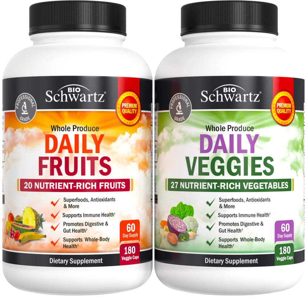 BioSchwartz Daily Fruits & Veggies bottle front for convenient daily nutrition support