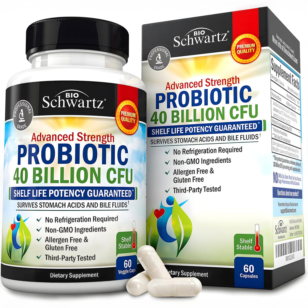 BioSchwartz daily probiotic bottle front view for everyday digestive support