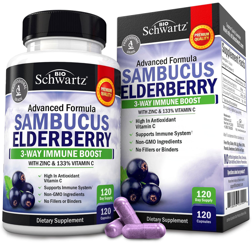 BioSchwartz elderberry capsules front label showing immune support blend