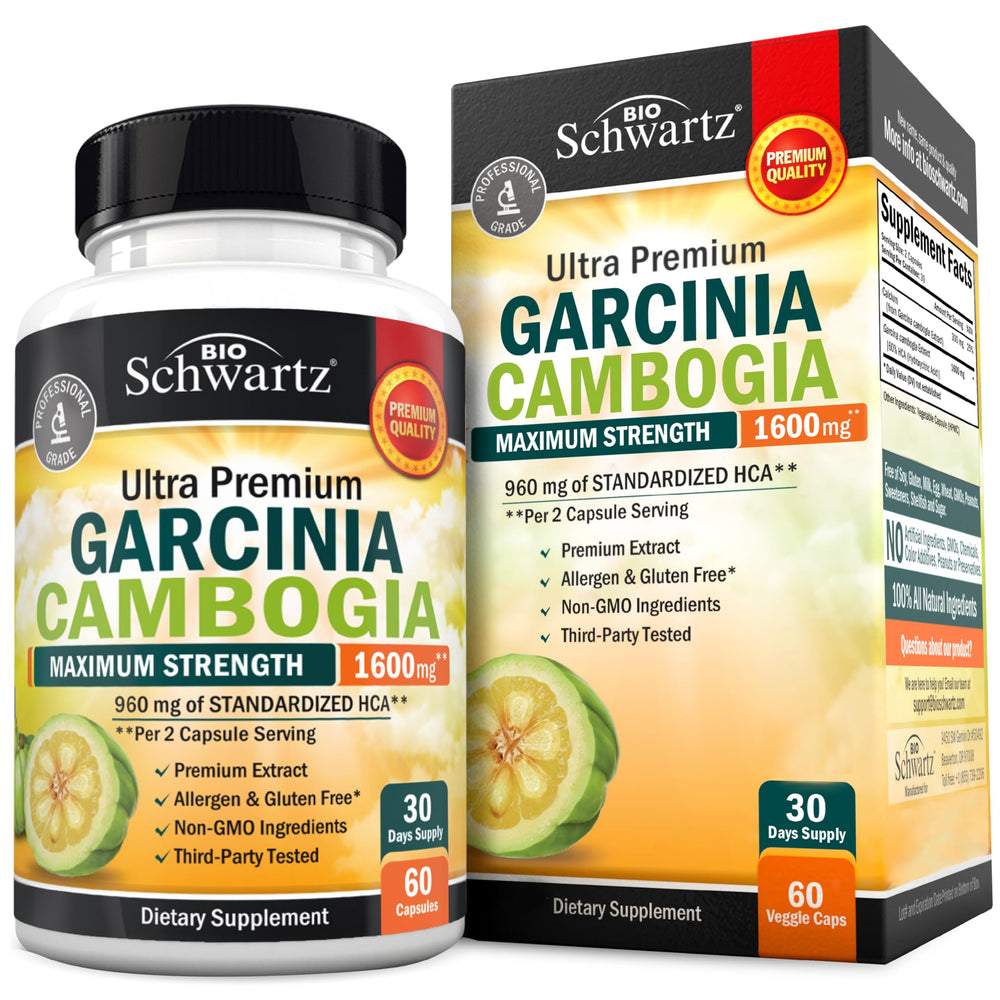 BioSchwartz Garcinia Cambogia bottle for appetite control as part of a balanced routine.
