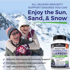 BioSchwartz blend of elderberry with vitamin C and zinc on bottle