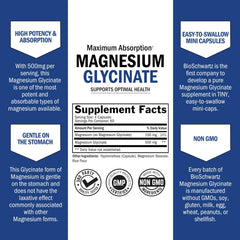 BioSchwartz Magnesium Glycinate label close-up highlights potency and third-party testing