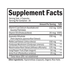 BioSchwartz capsules close-up emphasizing allergen-free, non-GMO ingredients.