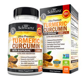 BioSchwartz turmeric curcumin capsules 180-count bottle for daily joint support.