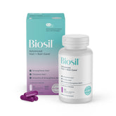 BioSil Advanced Hair and Nail Care bottle for daily supplementation.