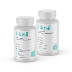 Biosil Collagen Booster bottle label for natural skin support.