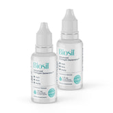 Biosil Collagen Booster Drops bottle closeup, vegan formula for skin vitality.