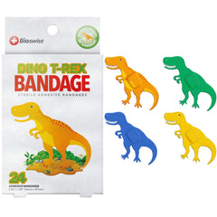 BioSwiss dinosaur-shaped bandages protect minor wounds with a playful design.