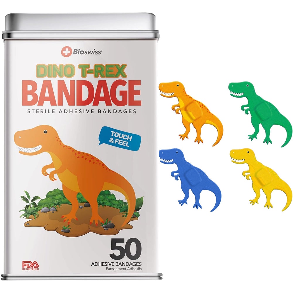 BioSwiss curitas dinosaurio, diseños 4 estilos, ideal para niños.