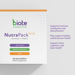 Biote NutraPackPlus bottle and label showing premium formulation