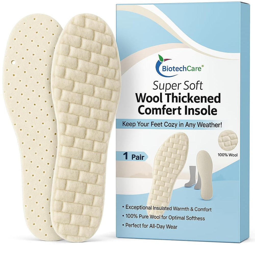 Biotech Care wool insoles for warm feet in cold weather.