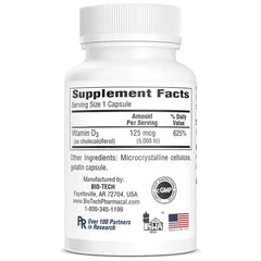 Bio-Tech Pharmacal D3-5 label front highlights allergen-friendly vitamin D3