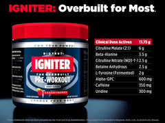 Biotest Igniter CherryBerry powder dispensed for precise workout dosing