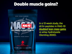Biotest MAG-10 powder being stirred shows quick mixability for a smooth shake.