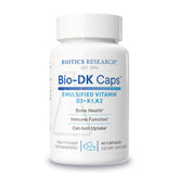 BIOTICS RESEARCH Bio-DK Caps bottle front view highlighting emulsified D3 and K2
