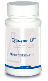 Biotics Research Cytozyme LV tablets for daily liver support and nutrient delivery.