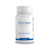 Biotics Research GTA-Forte bottle label highlighting endocrine support and quality ingredients