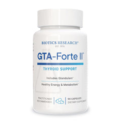 Biotics Research GTA Forte II bottle and label signaling endocrine support.