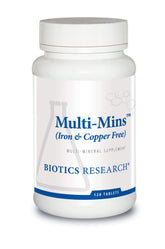 Biotics Research Multi Mins bottle with capsules showing balanced mineral support