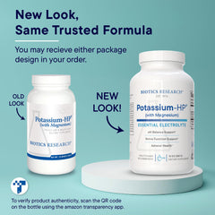 Biotics Research Potassium-HP graphic nutrition facts emphasize potassium content.