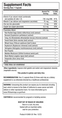 Biotics Research UltraVir-X ingredients label close-up for essential vitamins and minerals.