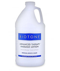 Biotone Advanced Therapy Massage Lotion bottle delivers smooth glide for professional massages.