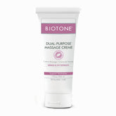 BIOTONE Dual-Purpose Massage Creme bottle pour offers effortless glide for smooth sessions
