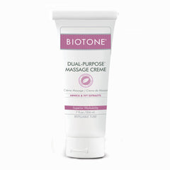 BIOTONE Dual-Purpose Massage Creme bottle pour offers effortless glide for smooth sessions