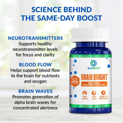 BioTrust Brain Bright ingredient label featuring Thai ginger enXtra for alertness.