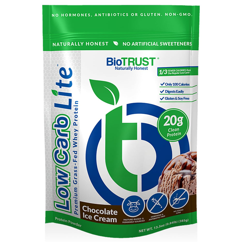 BioTrust Low Carb Lite tub chocolate ice cream flavor for lean protein support