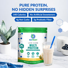 BioTrust Low Carb Protein Powder Vanilla shaker ready for mixed drink