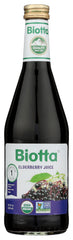 Biotta Elderberry Juice bottle front view showing pure non concentrate quality