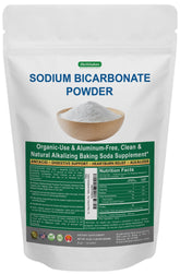 BioWisdom Sodium Bicarbonate Bottle shows aluminum-free baking soda for cooking.