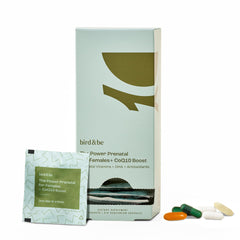 bird&be Power Prenatal bottle with CoQ10 boost for daily preconception support.
