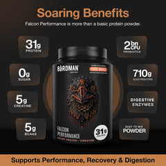 Birdman Falcon Performance creatine and BCAAs focus supports workouts and recovery.