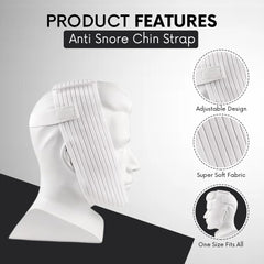 Bistras white chin strap enables quiet nights by guiding nasal breathing.
