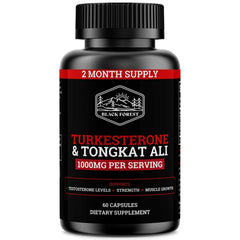 Black Forest Turkesterone Tongkat Ali bottle front for energy support.
