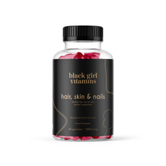 Black Girl Vitamins bottle with passion fruit gummies for hair, skin, and nails.