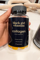 Black Girl Vitamins lime collagen gummies with label highlighting vitamin C and biotin