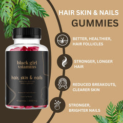 Black Girl Vitamins label highlights biotin and zinc for hair and nail support.
