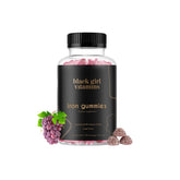Black Girl Vitamins iron gummies grape bottle shows a 60-count pack for everyday support.