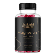 Black Girl Vitamins magnesium gummies jar representing daily wellness and flavor