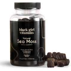 Black Girl Vitamins Sea Moss Gummies bottle with Irish Sea Moss for daily minerals.