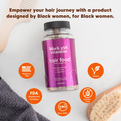 Black Girl Vitamins Vegan label on product emphasizing clean, dairy-free nutrition