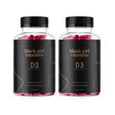 Black Girl Vitamins Vitamin D3 Gummies bottle showing 2000 IU immune support formula.